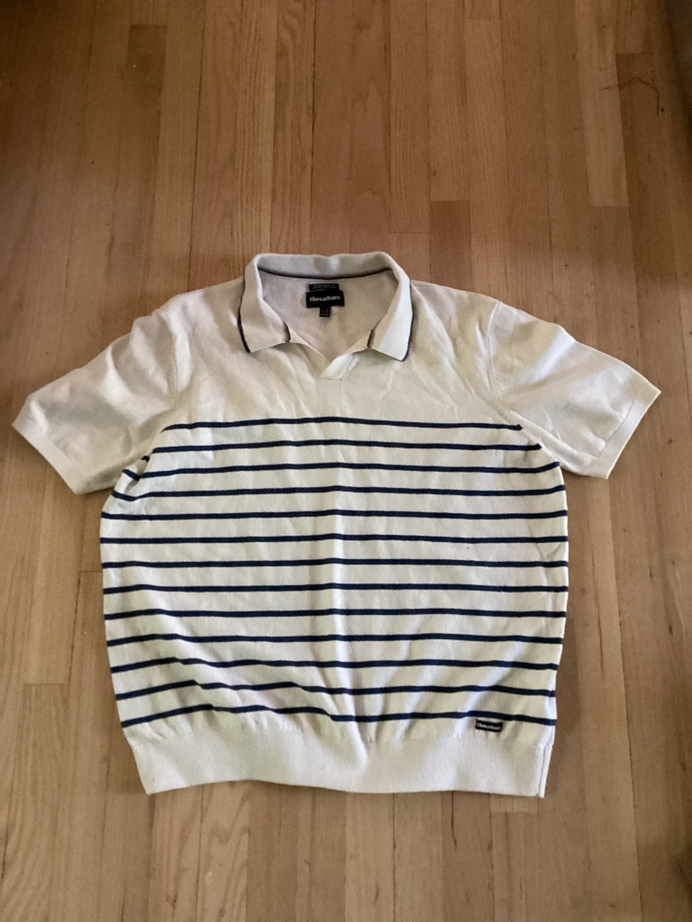 Men’s Threadbare Knit Sweater Short Sleeve stripes V neck XXL